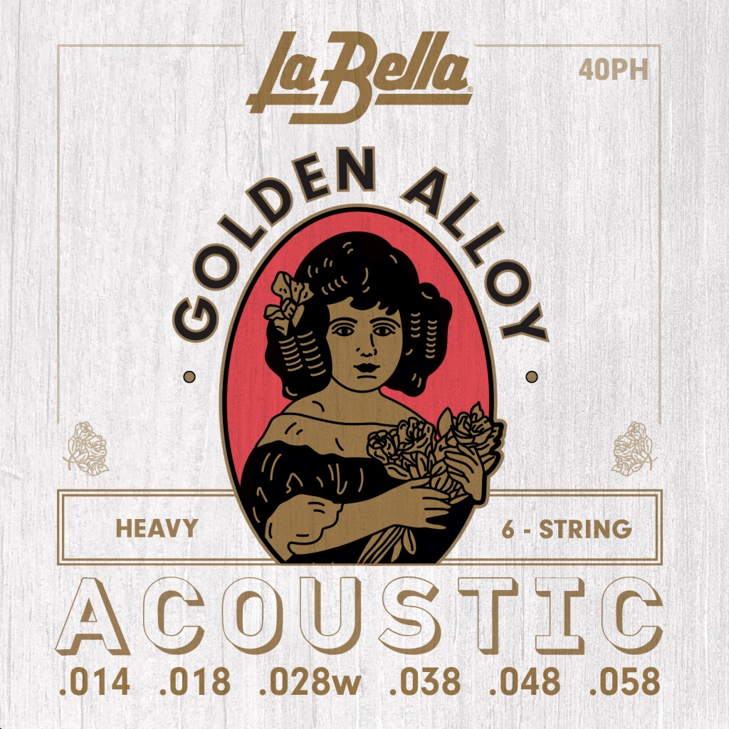 40PH Golden Alloy Комплект струн для акустической гитары, бронза 80/20, 14-58, La Bella