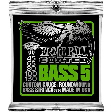 P03836 Coated Regular Комплект струн для 5-струнной бас-гитары, с покрытием, 45-130, Ernie Ball