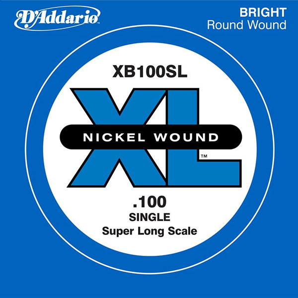 XB100SL Nickel Wound Отдельная струна для бас-гитары, никелированная, .100, Super Long, D'Addario