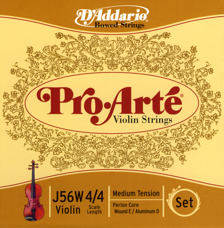 J56W-4/4M Pro-Arte Комплект струн для скрипки размером 4/4, среднее натяжение, D'Addario