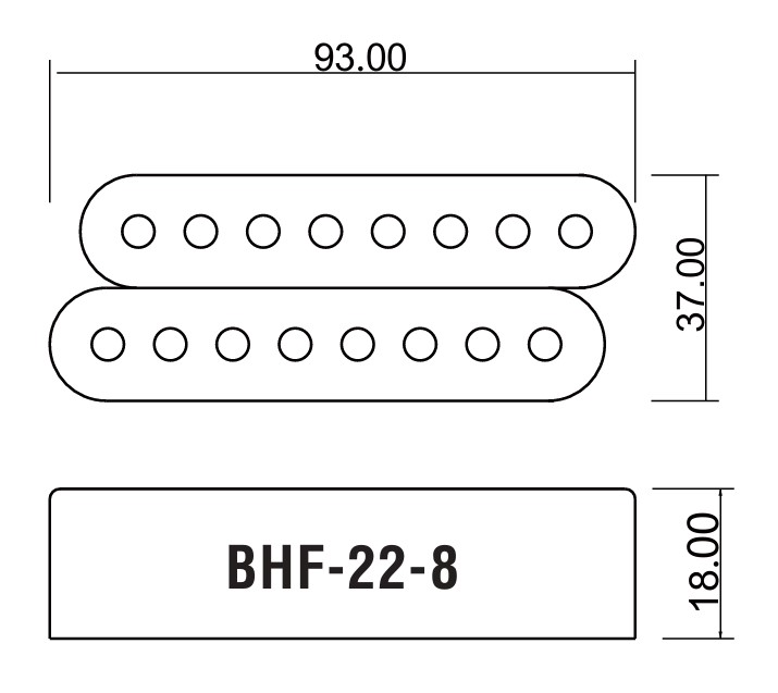 BHF-22-8-A-WH-B Звукосниматель магнитный для 8-струнной гитары, хамбакер, бриджевый, белый, Belcat