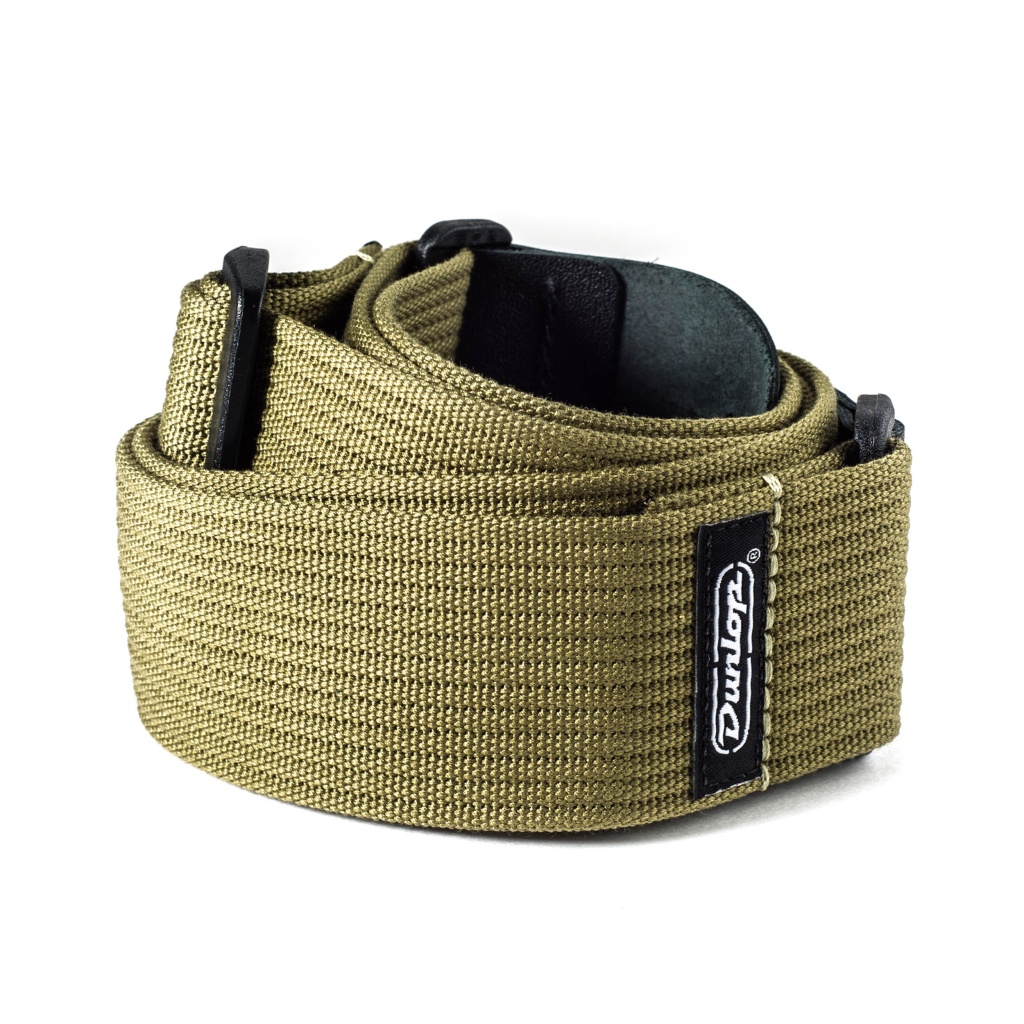 D27-01OL Ribbed Ремень для гитары, хлопок, зеленый, Dunlop