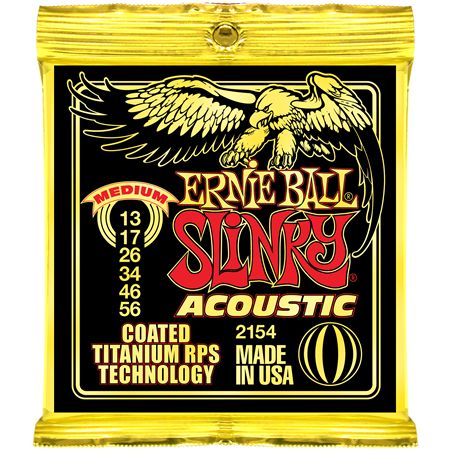 P02154 Slinky Coated Medium Комплект струн для акустической гитары, 13-56, Ernie Ball
