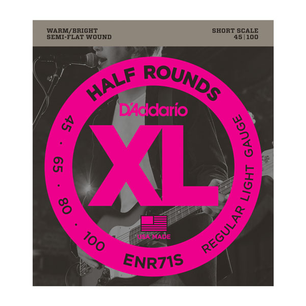 ENR71S Half Rounds Комплект струн для бас-гитары, Regular Light, 45-100, Short Scale, D'Addario