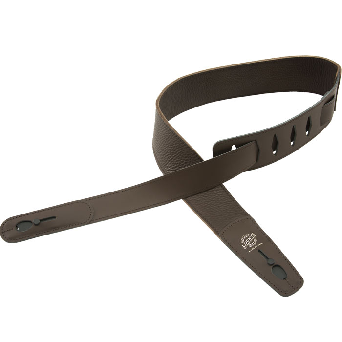 LIS-039-L2.75-BRN Ремень для гитары с блокировкой, кожа, коричневый, Lock-It Straps, D'Andrea