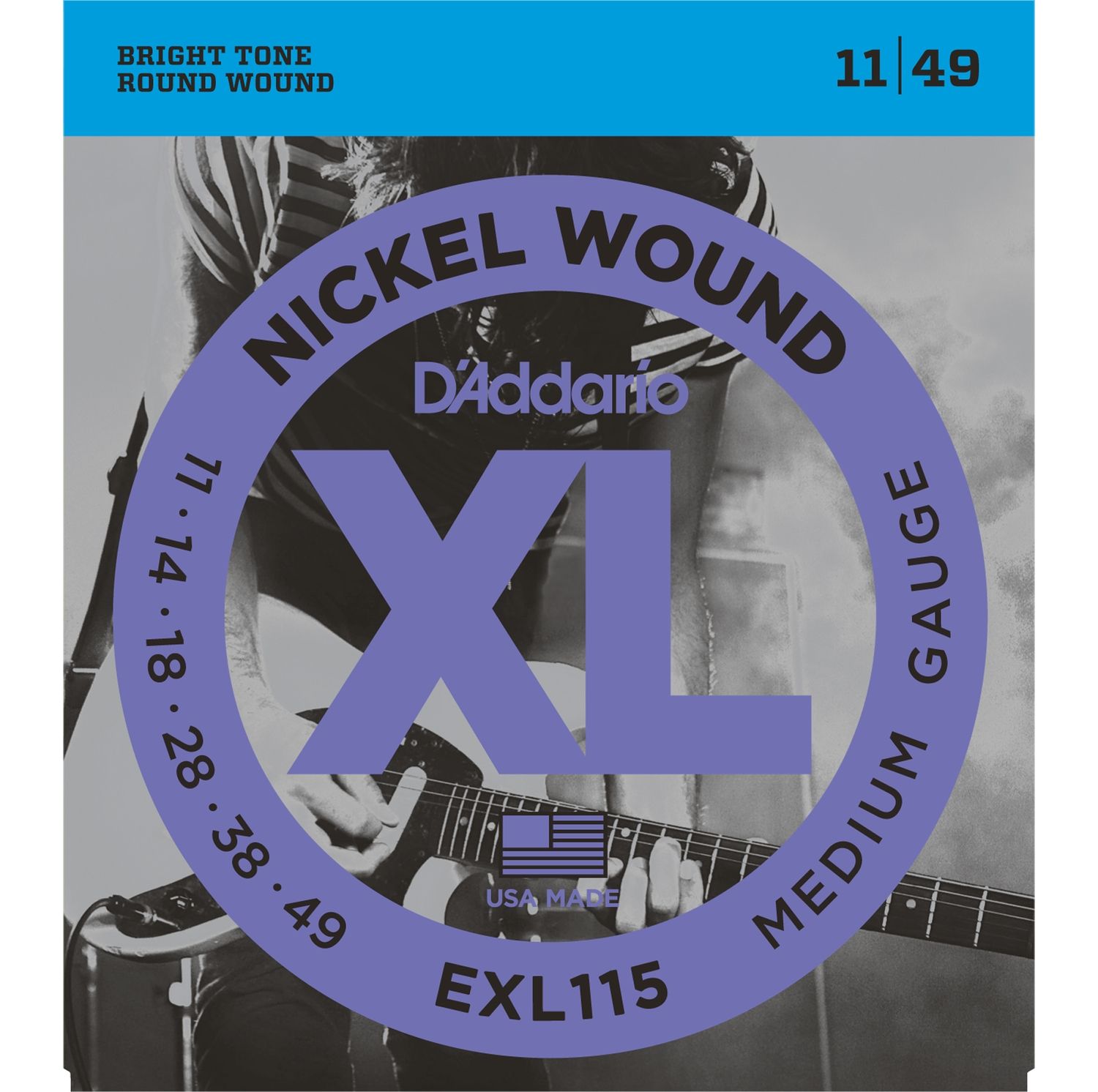 D'ADDARIO EXL115 - струны для электрогитары, Blues/Jazz Rock, никель, 11-49