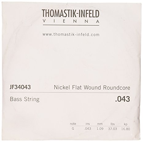JF34043 Jazz Flat Wound Отдельная струна для бас-гитары, никель, плоская оплетка, 043, Thomastik