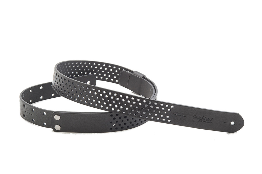 8401060220704 Haunts Ремень для гитары, кожаный, черный, RightOn Straps