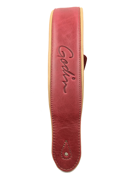 037391 Vintage Red/Tan Padded Ремень для гитары, кожаный, красный, Godin