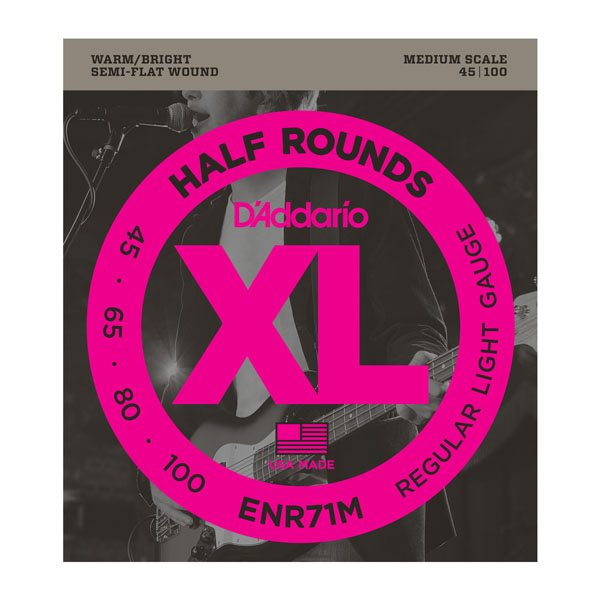 ENR71M Half Rounds Комплект струн для бас-гитары, Regular Light, 45-100, Medium Scale, D'Addario