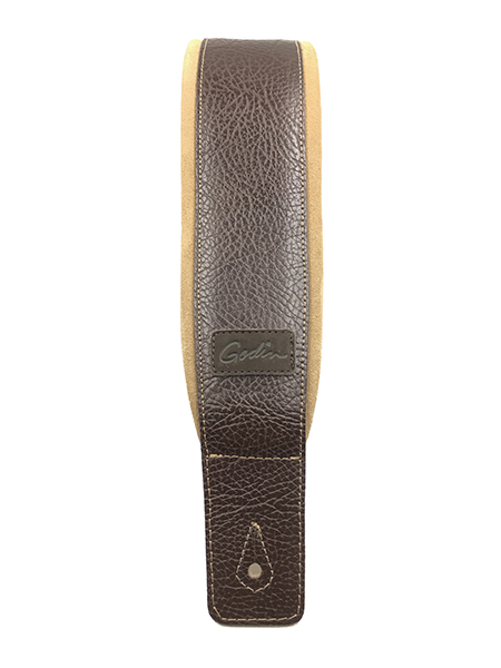 026098 Brown/Tan Padded Ремень для гитары, кожа/замша, коричневый, Godin