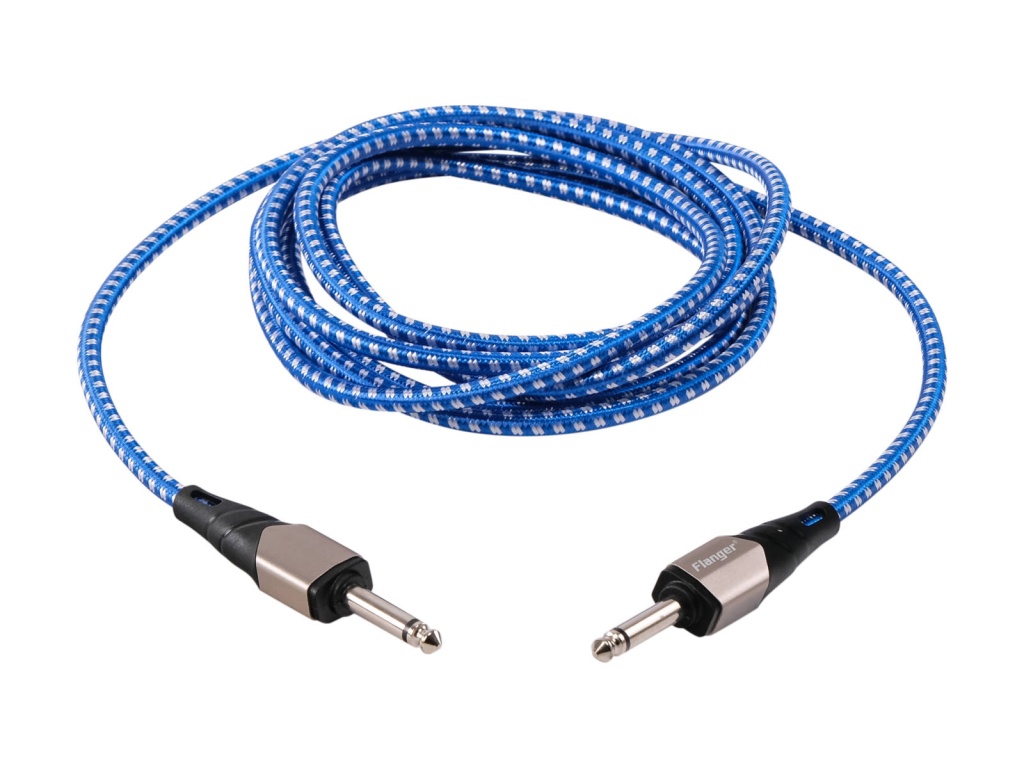 FICB-007(Braided)-BW Кабель инструментальный, синий/белый, 3м, Flanger