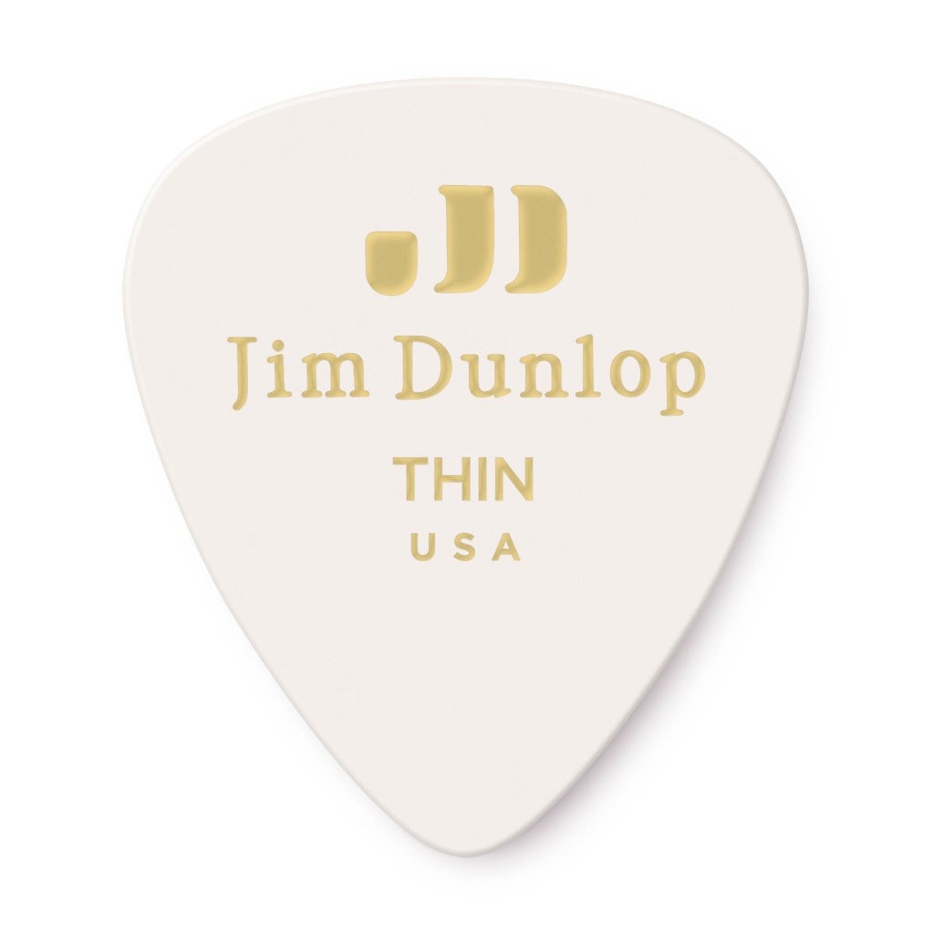 483P01TH Genuine Celluloid Медиаторы, 12шт, тонкие, белые, Dunlop
