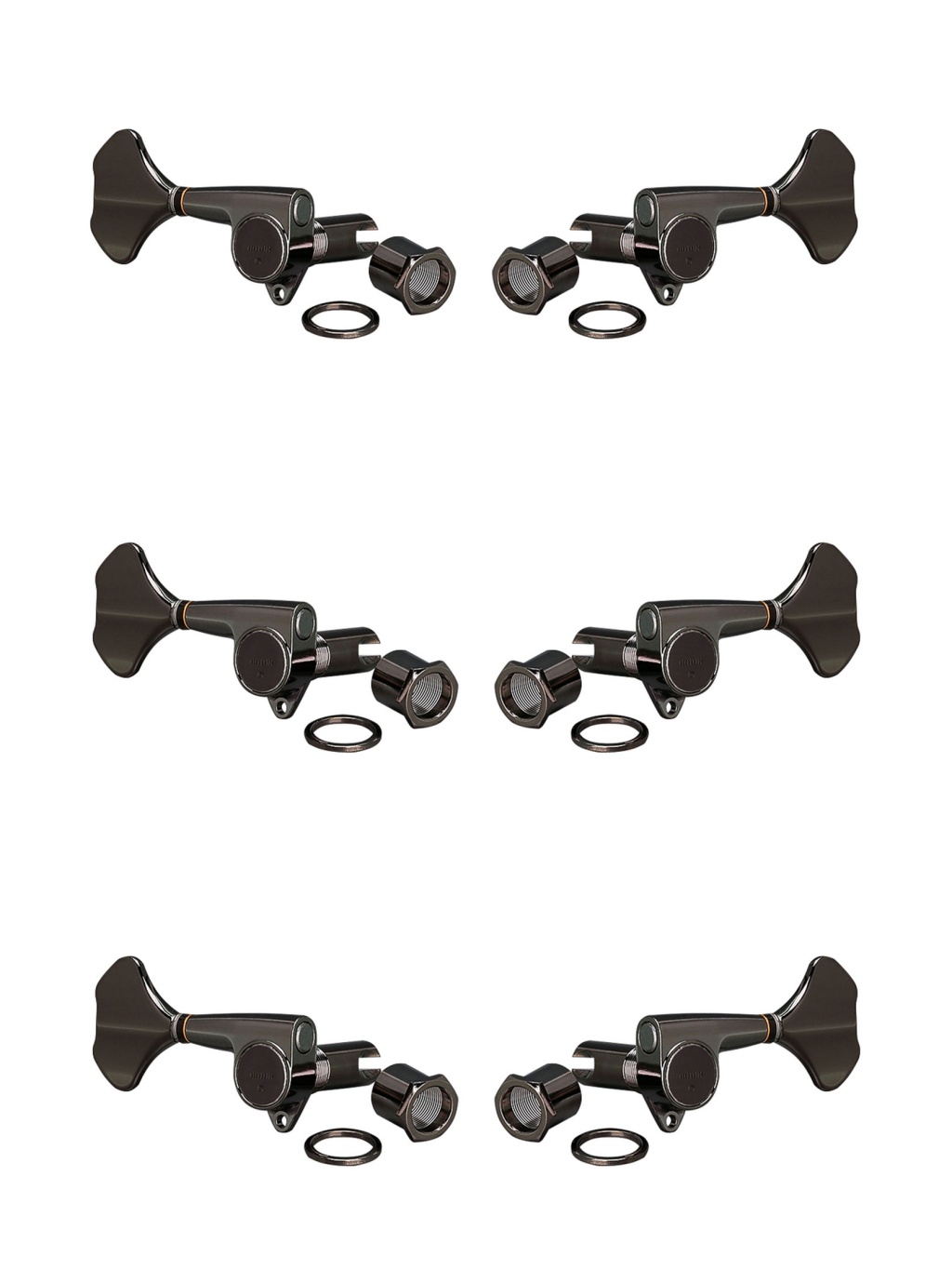 GB707-CK-L3+R3 Колки для бас-гитары 3+3, cosmo black (черные), Gotoh