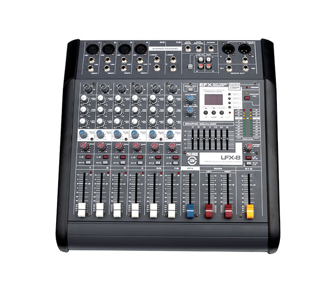 LFX-8MT Микшерный пульт 8 каналов, 400Вт, USB, Leem