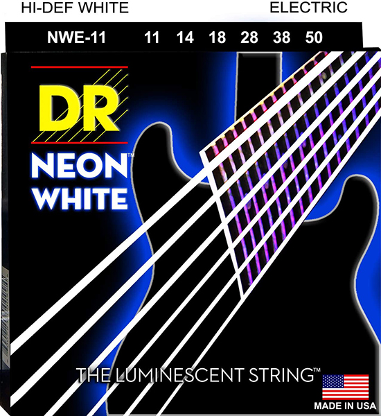 NWE-11 Neon White Комплект струн для электрогитары, никелированные, с покрытием, 11-50, DR