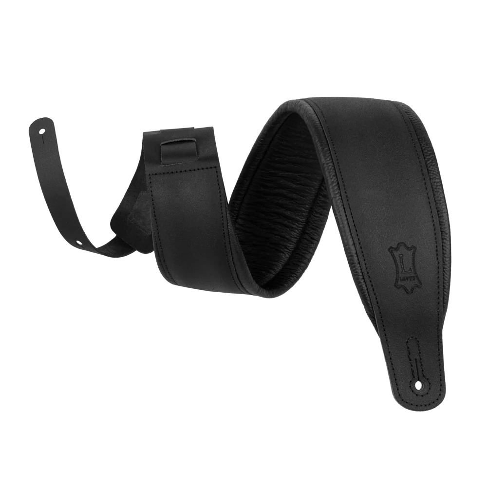 M26PD-BLK-MAT Amped Leather Series Ремень для гитары, кожаный, черный, матовый, Levy's