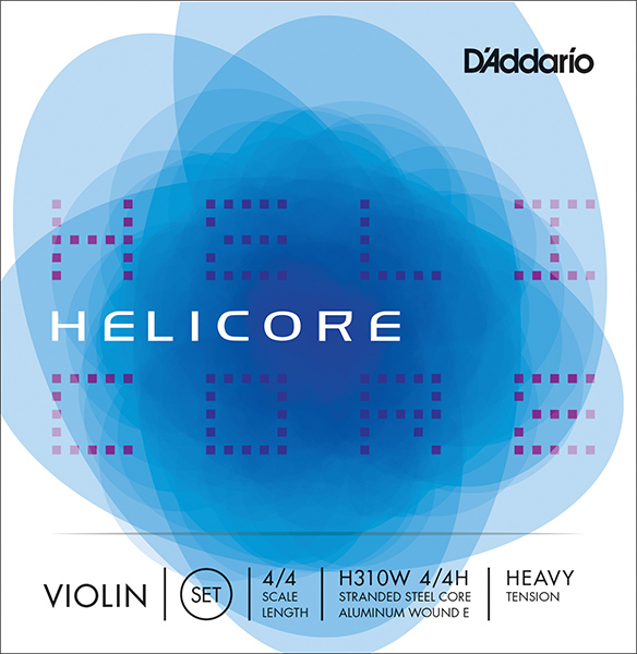 H310W-4/4H Helicore Комплект струн для скрипки размером 4/4, сильное натяжение, D'Addario
