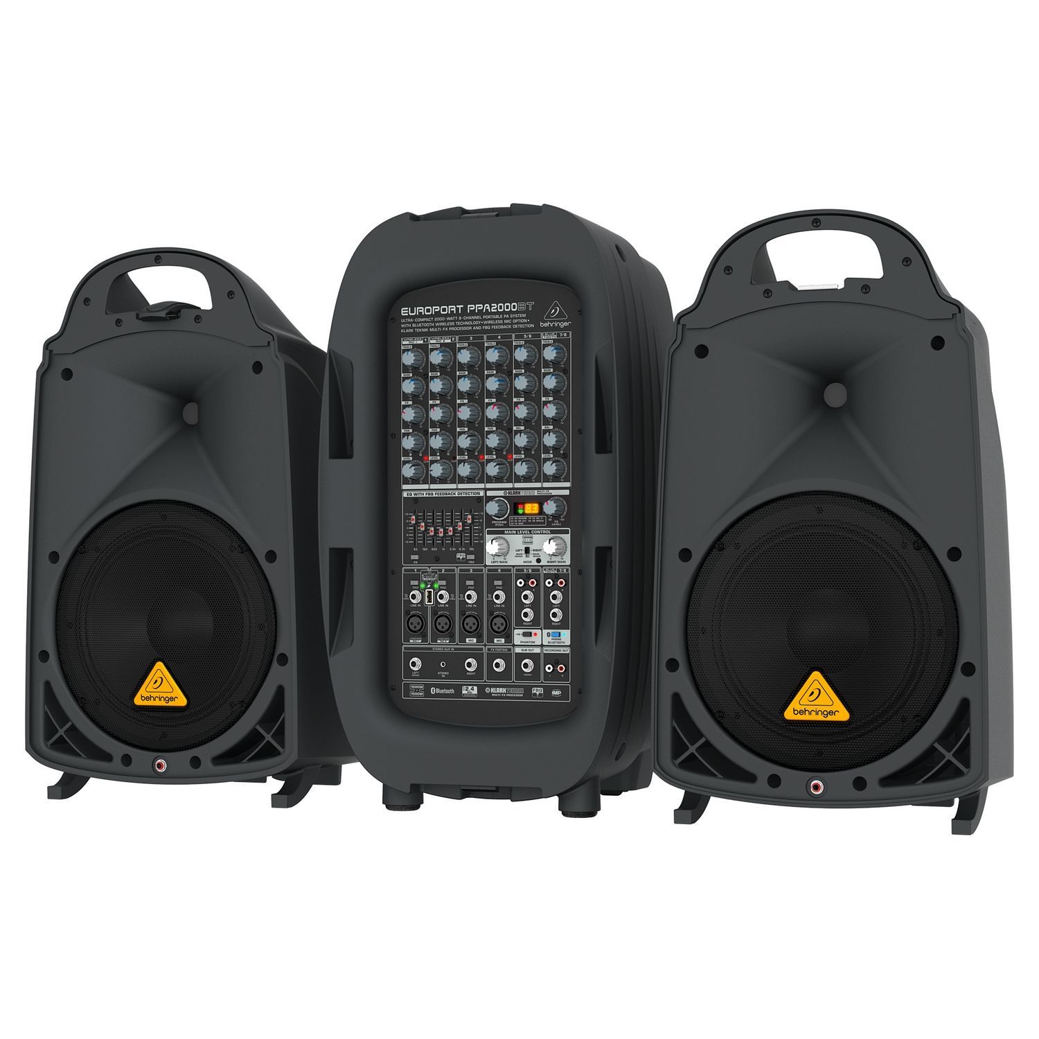 BEHRINGER PPA2000BT - 8-кан. порт. система звукоусиления, 10'+1', 2х1000Вт 4Ом, 2х500Вт 8Ом, DSP.