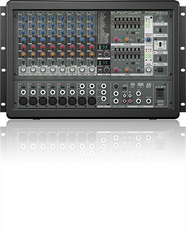 BEHRINGER PMP1680S - микшер со встроен усилит,рэковый,2х800 Вт,6 моно,2 стерео, эквалайзер, эффекты