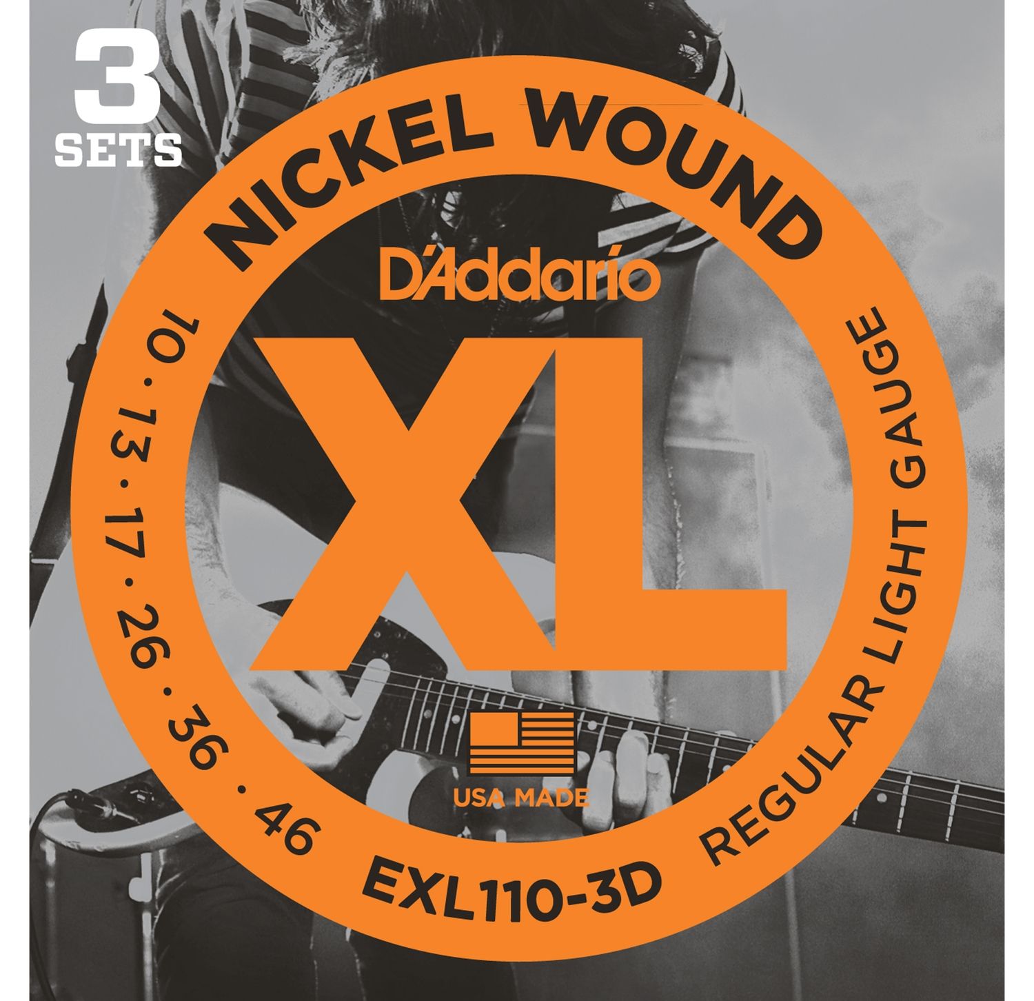 D'ADDARIO EXL110-3D - струны для электрогитары, Regular Light, никель, 10-46, 3 комплекта