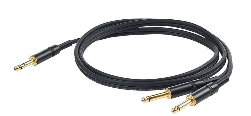 PROEL CHLP210LU15 - инсертый кабель, 6.3 джек стерео <-> 2 х 6.3 джек моно, длина - 1,5м