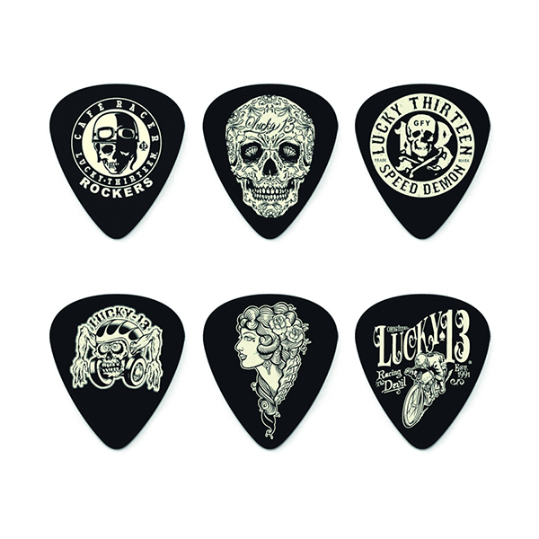 L13C Lucky 13C Коробка медиаторов, 432шт, 3 толщины, 6 рисунков, Dunlop