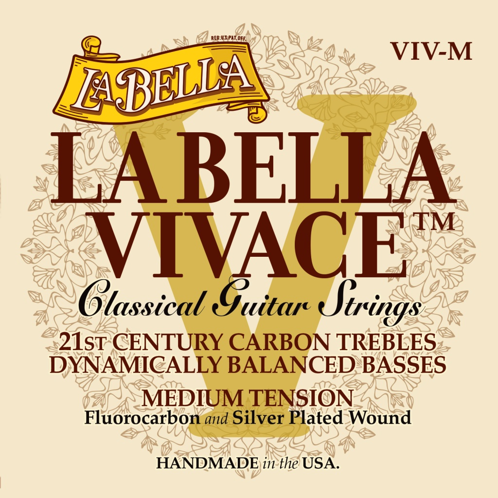 VIV-M Vivace Комплект струн для классической гитары, карбон/посеребренные, ср. натяжение, La Bella