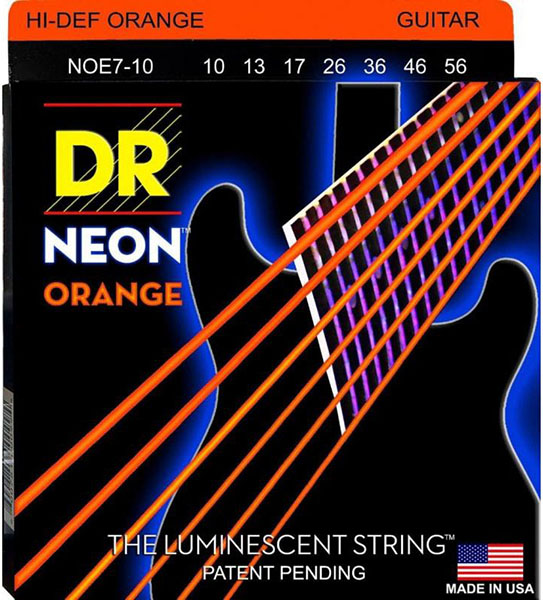 NOE7-10 Neon Orange Комплект струн для 7-струнной электрогитары, никелированные, с покр. 10-56, DR