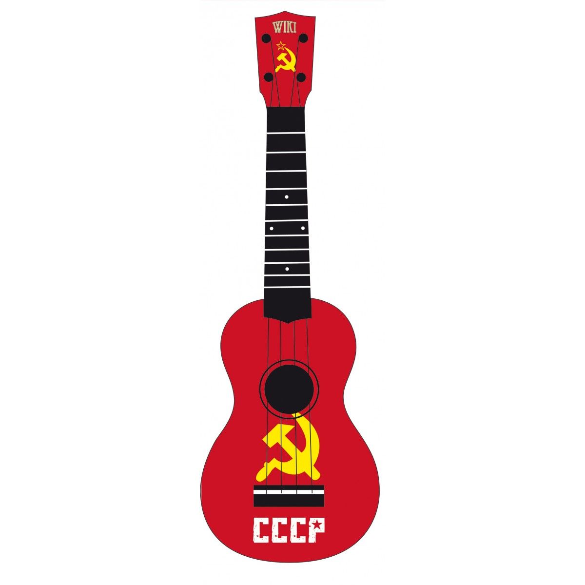 WIKI UK/CCCP - гитара укулеле сопрано, липа, рисунок 'флаг СССР', чехол в компл.