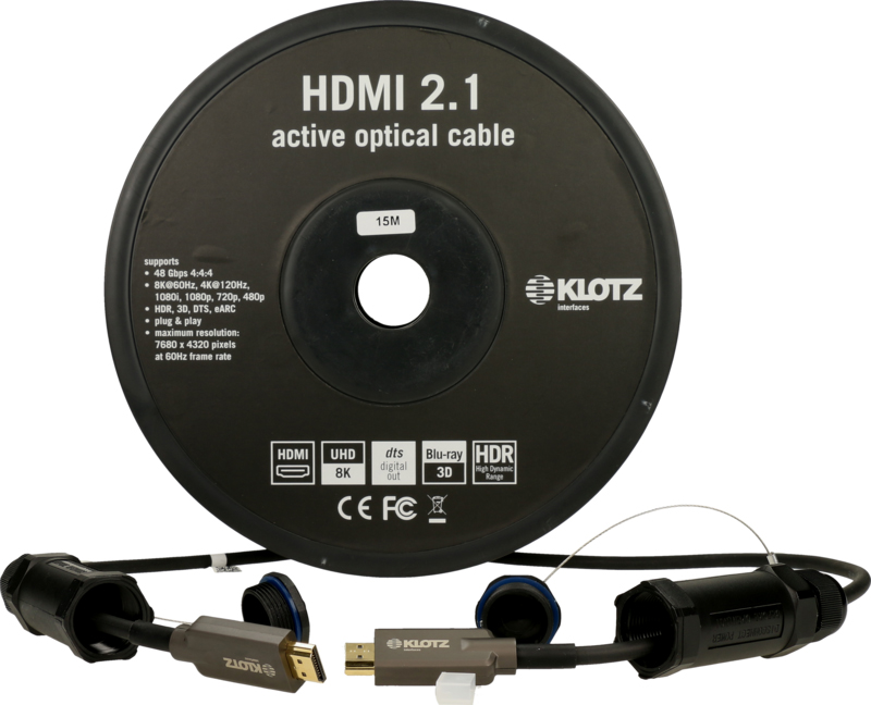 FOAUHR020 Кабель HDMI оптический, 20 м, армированный, Klotz