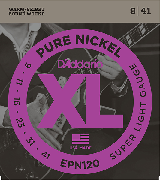 EPN120 XL Pure Nickel Комплект струн для электрогитары, никель, Super Light 9-41, D'Addario