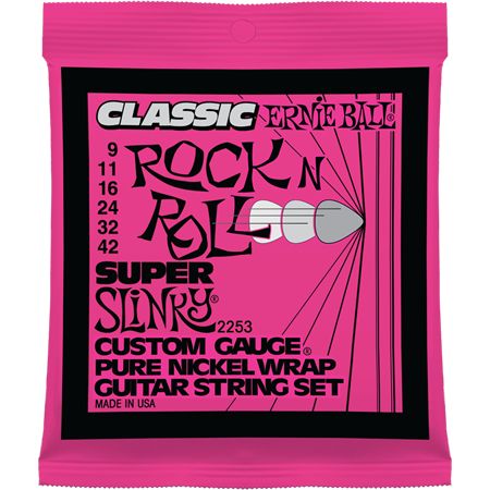 P02253 Pure Nickel Super Slinky Комплект cтрун для электрогитары, никель, 9-42, Ernie Ball