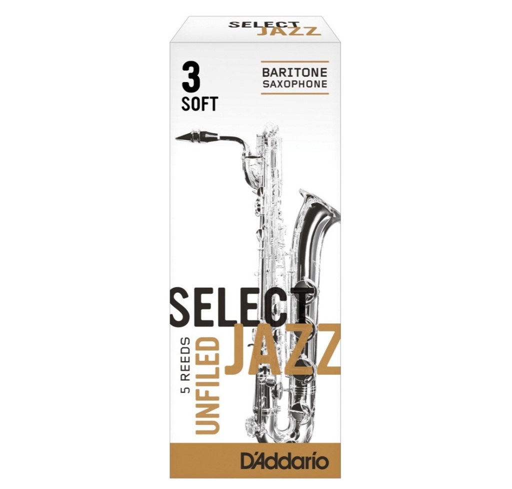 RRS05BSX3S Select Jazz Unfiled Трости для саксофона баритон, размер 3, мягкие (Soft), 5шт, Rico