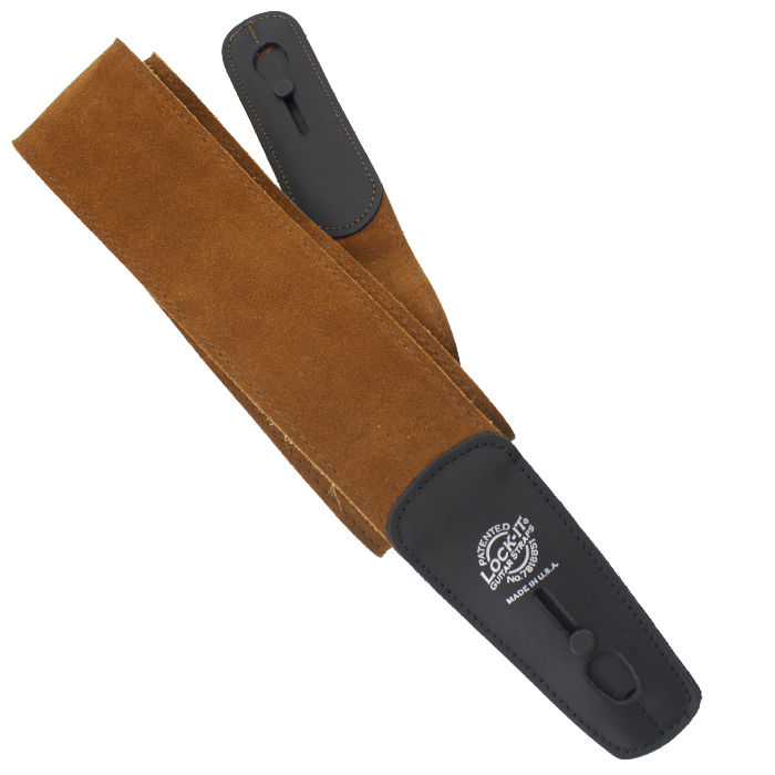 LIS-201-S275-BRN Ремень для гитары с блокировкой, замша, коричневый, Lock-It Straps, D'Andrea