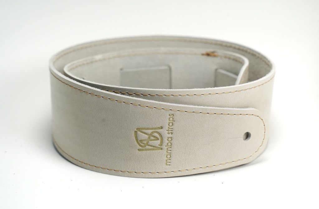MB6061-119-01 Ремень для гитары, кожаный, белый, Mamba straps
