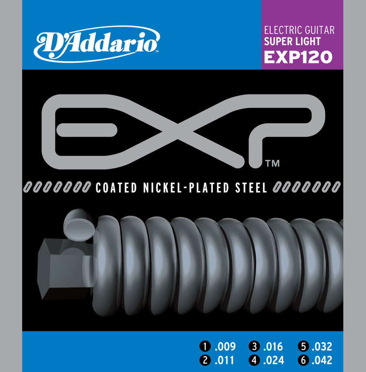EXP120 COATED NICKEL Струны для электрогитары Super Light 9-42 D`Addario