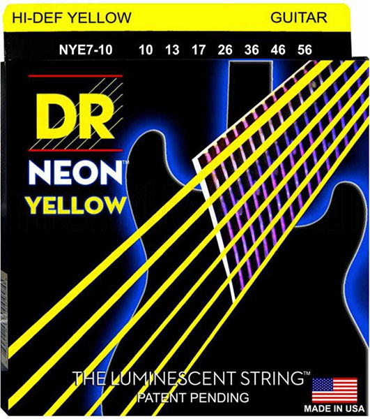NYE7-10 Neon Yellow Комплект струн для 7-струнной электрогитары, никелированные, с покр., 10-56, DR